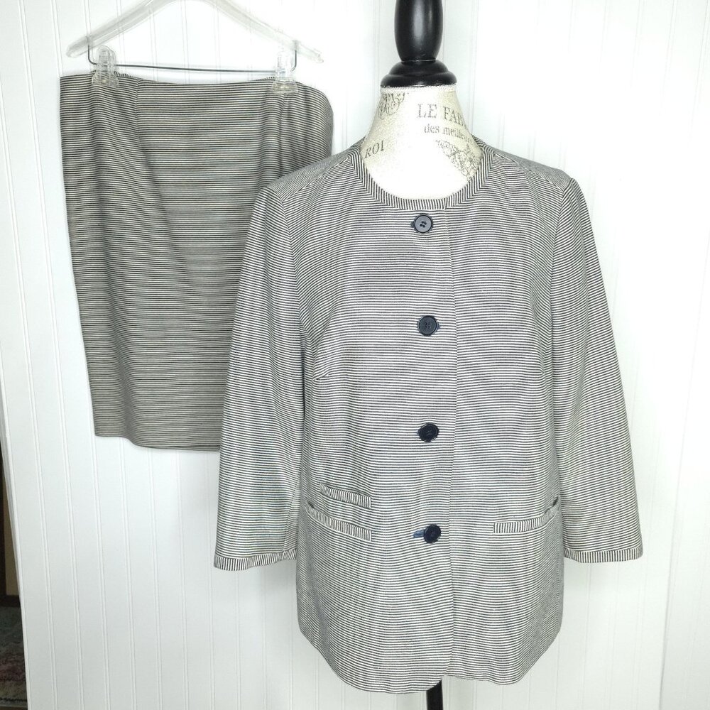 Talbots Black and White Striped Blazer